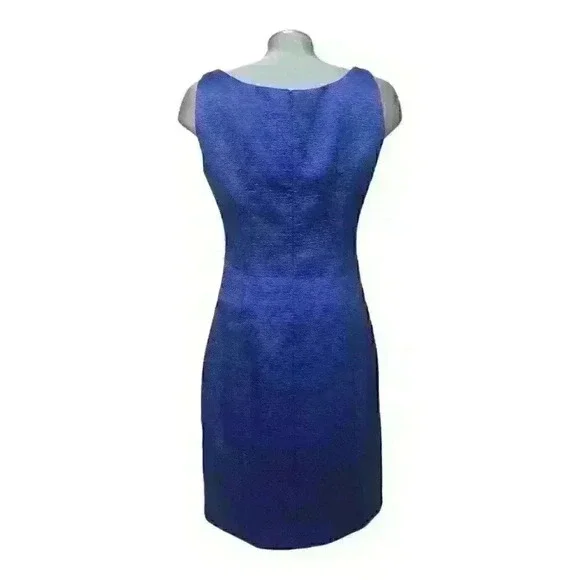 T Tahari Sheath Dress Sleeveless Knee Length Zip Back Career Blue - Picture 2 of 11